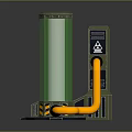 Green Transparent Cylinder Industrial Device With Control Panel And Orange Hose