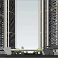 Modern High Rise Residential Buildings In Urban Area With Green Spaces And Water Features