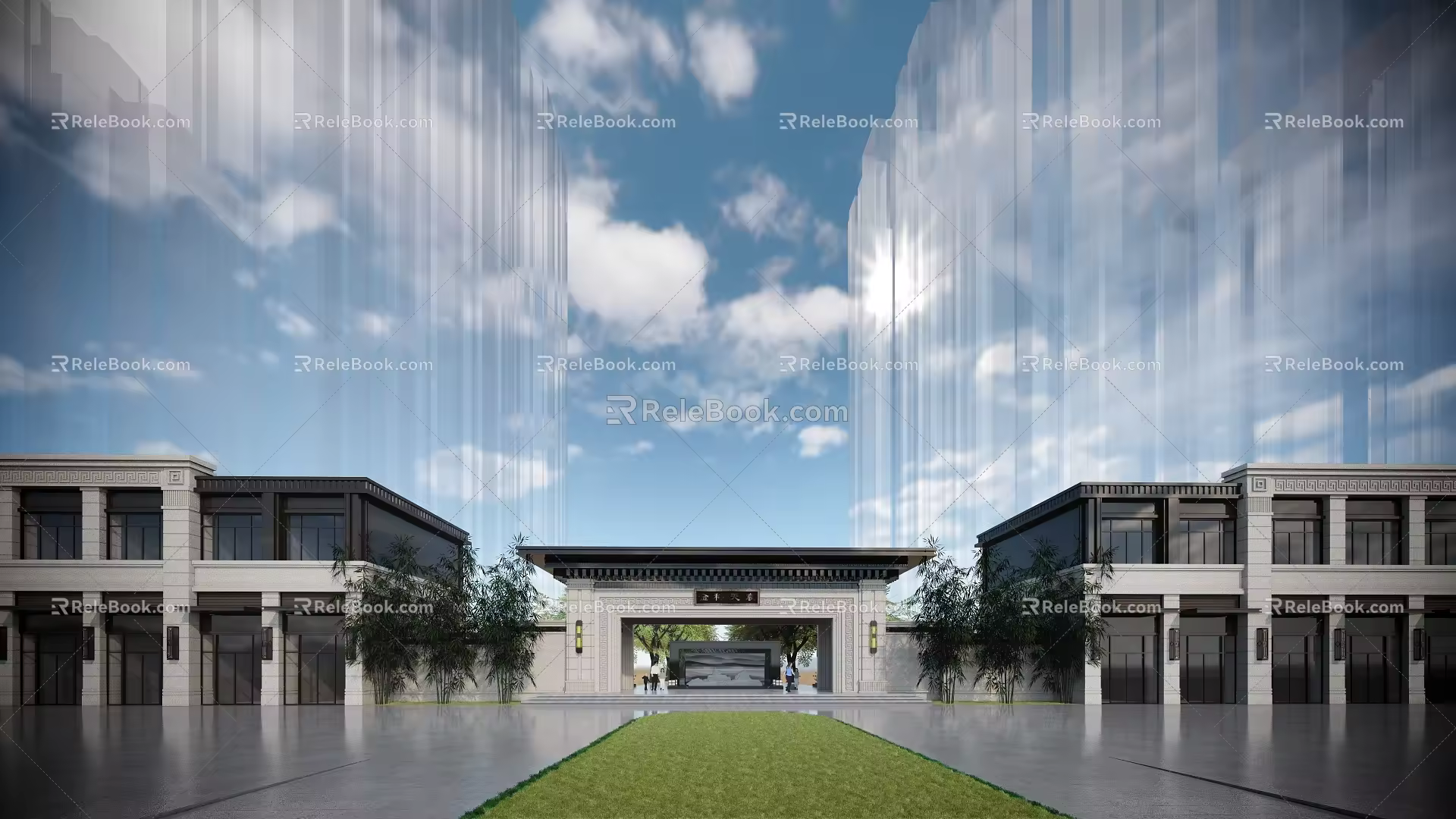 New Chinese-style Gate Community Gate and Commerce 3d model
