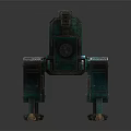 Green Mechanical Quadruped Robot With Cannon And Vintage Metal Structure