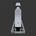 Futuristic Sci Fi Gun With White Black Red And Blue Details On Stand