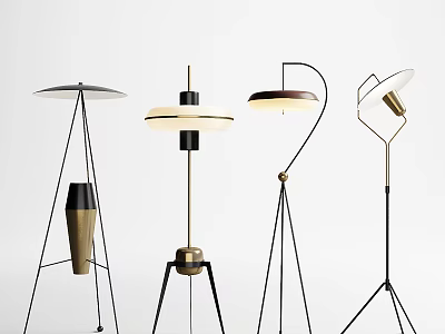 Modern Contemporary Floor Lamps with Stylish Metal Stands and Unique Shade Designs 3d model