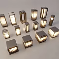 Modern Outdoor Lights With Various Illuminated Designs And Different Styles 3d model