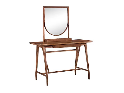 Modern Wooden Dressing Table With Oval Mirror And Simple Design Frame 3d model