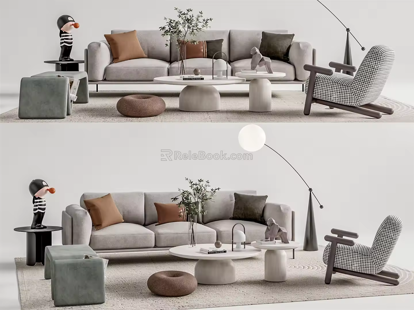 Modern sofa coffee table combination 3d model