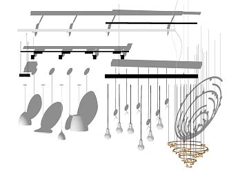 Modern lamps and lanterns combination lamps combination track spotlights chandeliers decorative lights 3d model