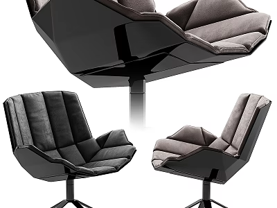 Modern Geometric Leisure Chair With Velvet Upholstery And Swivel Base 3d model