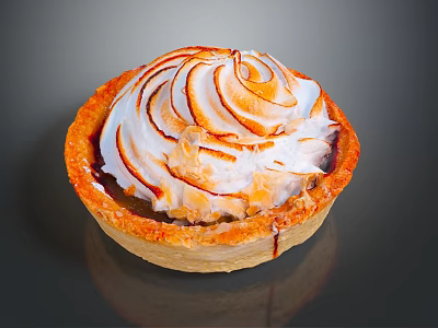 Delicious Golden Crust Tart With Creamy Filling And Caramelized Meringue Swirls 3d model
