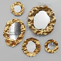 Golden Irregular Shaped Decorative Mirrors with Textured Frames for Wall Decor 3d model