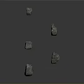 Five Irregular Natural Stones With Metallic Luster Surface On Dark Gradient Background