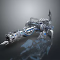Futuristic Sci Fi Weapon With Intricate Mechanical Design Dragon Pattern And Blue Accents