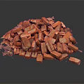 Heap of Red Bricks Used as Building Material in Construction Projects 3d model