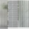 Contemporary Room Divider Featuring Grid Design Transparent Glass And Textured Panels For Home Interior
