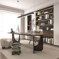 Modern study desk and chair combination 3d model