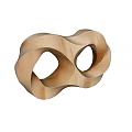 Artistic Wooden Sculpture With Intertwined Double Loops And Smooth Curved Design