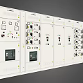 Row Of Industrial Control Panels With Electrical Switch Units And Indicators 3d model