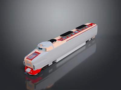 Modern Streamlined Train In Silver Red With Sleek Windows And Aerodynamic Body Design 3d model
