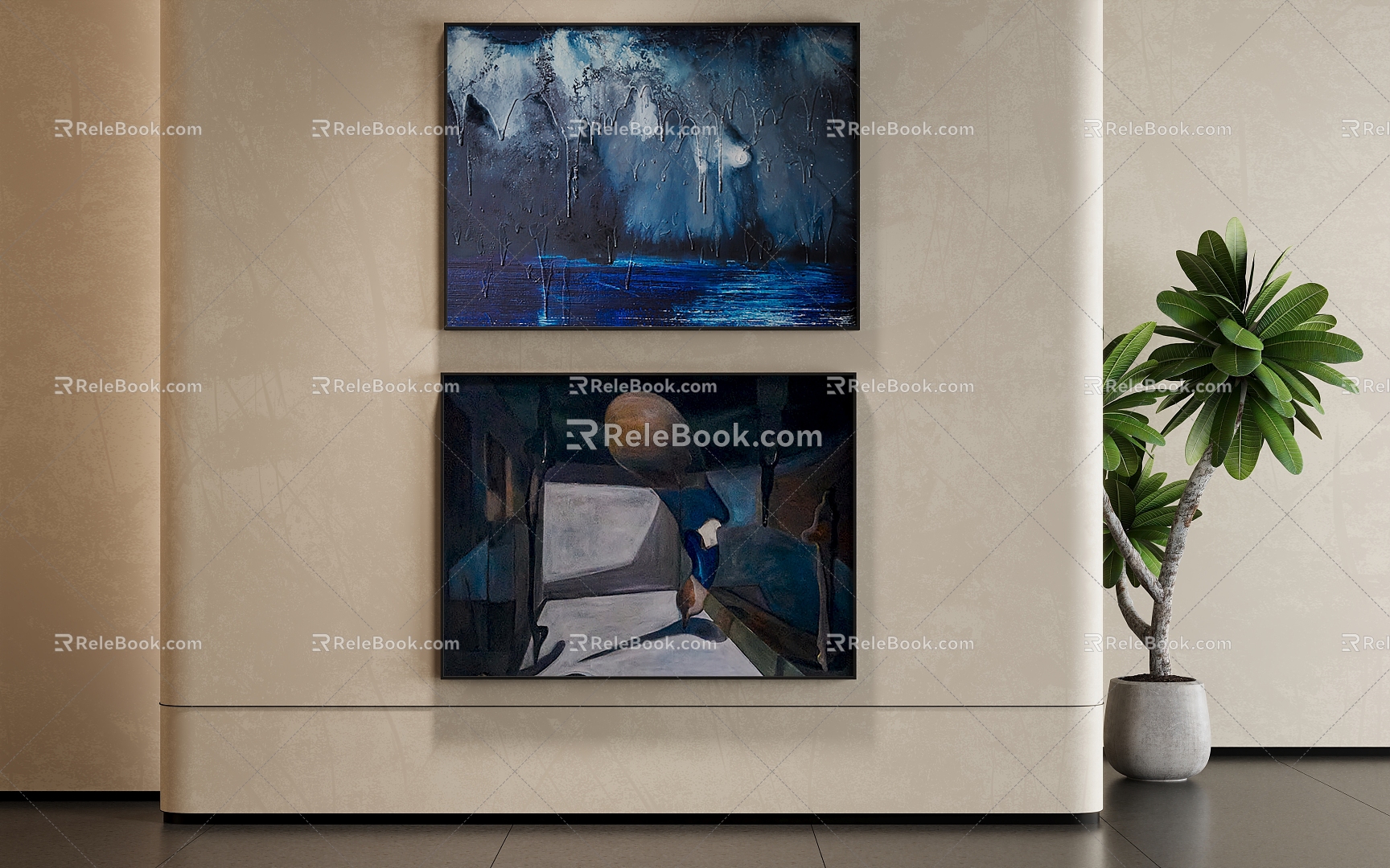 Modern decorative painting combination 3d model