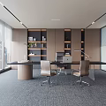 Modern Open Office Interior With Large Windows Desk Chairs Bookshelves Green Plants And City View