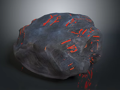Decorative Gray Stone With Red Veins For Home Living Room Decoration 3d model