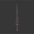 Decorative Ancient Sword With Intricate Carved Blade And Ornate Hilt Design