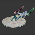 Futuristic Sci Fi Spaceship With Disc Shaped Hull And Blue Engine Nacelles 3d model