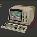 Classic Vintage Desktop Computer With CRT Monitor And Wired Keyboard