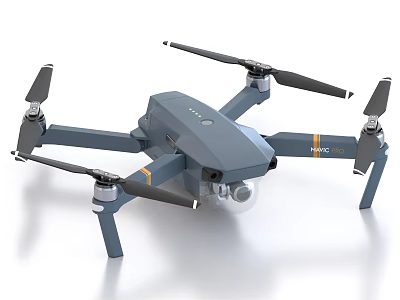 Modern Gray Drone With Four Propellers Camera And Landing Gear 3d model