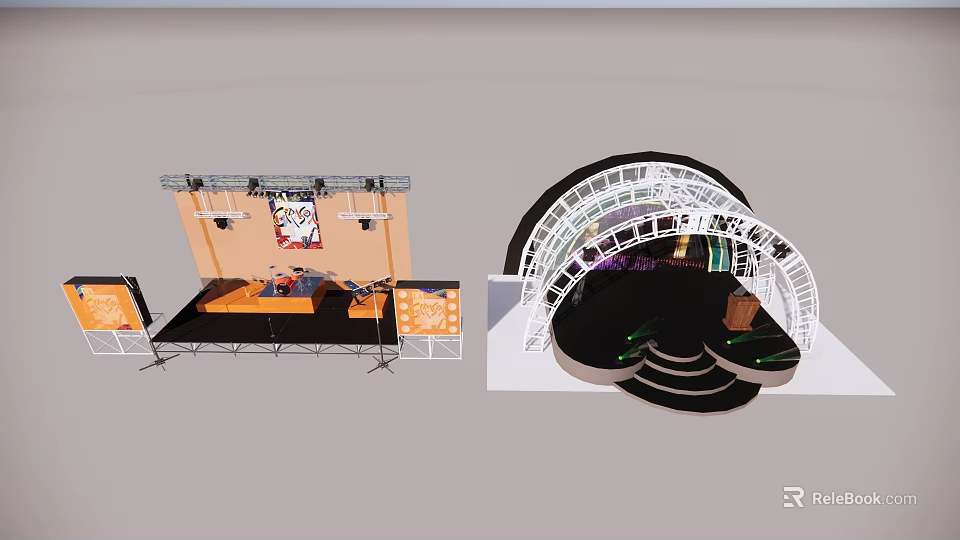 Innovative Exhibition Booth Design With Curved Structure And Lighting Elements 3d model 
