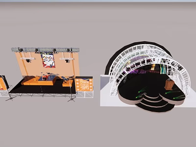 Innovative Exhibition Booth Design With Curved Structure And Lighting Elements 3d model