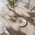 Modern Restaurant Interior With Large Decorative Painting Wooden Bench Floor Lamp And Sunlight Patterns