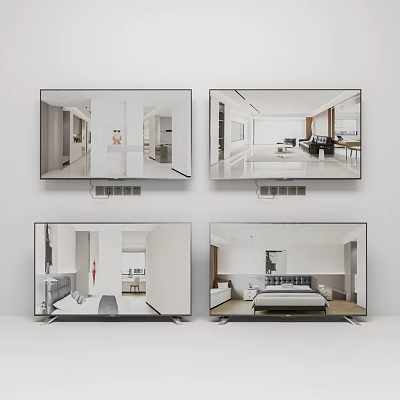 Smart TV Showcasing Modern Living Room And Bedroom Interior Design Ideas 3d model