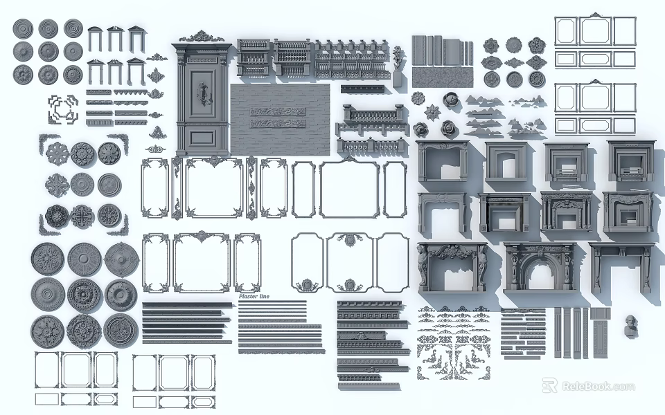 Decorative Carvings Collection With Various Ornamental Patterns Frames And Shapes 3d model