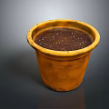 Terracotta Flower Pot with Yellow Rim Brown Clay and Soil for Garden Decor
