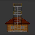 Industrial Metal Tower Equipment Featuring Staircases Safety Railings And Platforms