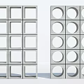 Modern Concrete Partition With Square And Circular Cutout Patterns 3d model