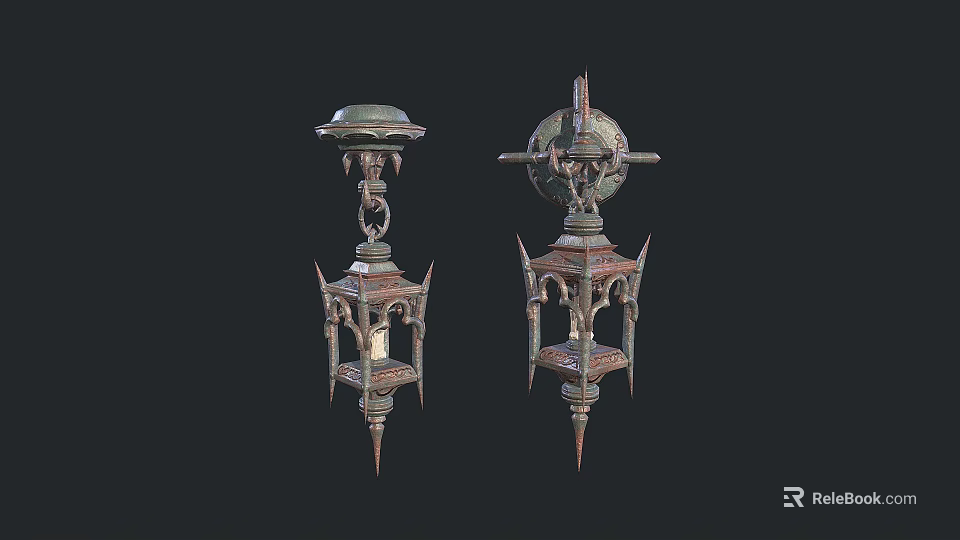 Vintage Ornate Metal Chandeliers With Intricate Classic Design And Decorative Details 3d model 