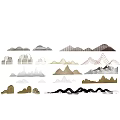 Garden Ornaments With Various Creative Rock Formations And Decorative Hill Designs 3d model