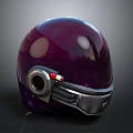 Astronaut Character Wearing Purple Starry Helmet With Metallic Straps And Red Light