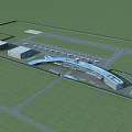 Aerial View Planning of Modern Building Complex with Parking Lot Road Layout and Green Area