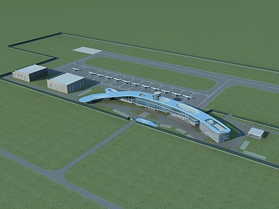 Aerial View Planning of Modern Building Complex with Parking Lot Road Layout and Green Area 3d model