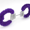 Comfortable Purple Furry Handcuffs With Soft Fur And Metal Chain For Daily Use