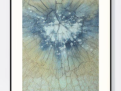 Abstract Artwork With Cracked Texture And Radiating Blue Gold Patterns 3d model