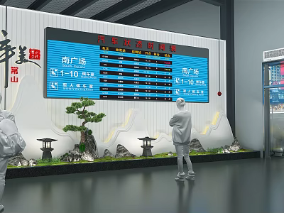 Computer Controlled Digital Display Showing Bus Schedules For South And North Square 3d model