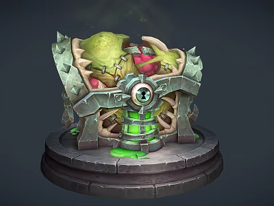3D Scene Component With Green Slime Mechanical Structure And Eye Like Parts 3d model