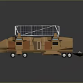 Cartoon Style Solar Powered Orange Mobile House Vehicle With Wheels And Top Panels