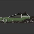 Green Vintage Modified Car With Unique Exterior Design And Roof Equipment