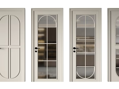 Modern Casement Doors Featuring Various Glass And Solid Panel Designs 3d model