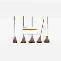 Five Traditional Brooms With Wooden Handles And Natural Bristles On White Background