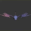 Cartoon Bat Character With Spread Purple Pink Gradient Wings And Smiling Expression On Dark Background 3d model